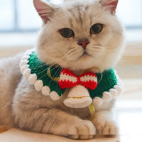 HKM-6211645 Knitted Christmas Scarf for Pets - Striped Santa Claus, Elk Designs & Bow Ties