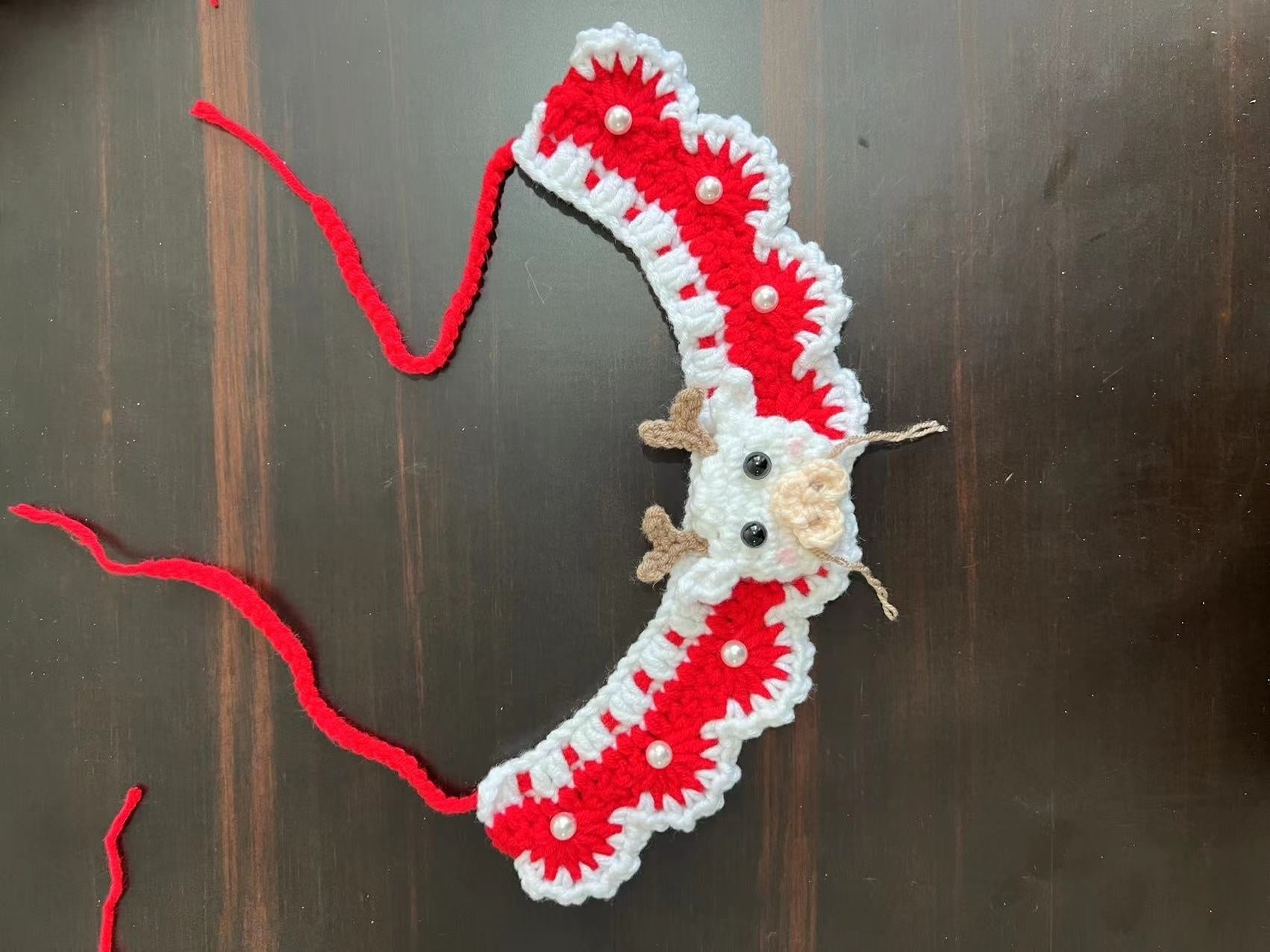 HKM-6211645 Knitted Christmas Scarf for Pets - Striped Santa Claus, Elk Designs & Bow Ties