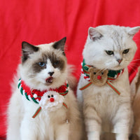 HKM-6211645 Knitted Christmas Scarf for Pets - Striped Santa Claus, Elk Designs & Bow Ties