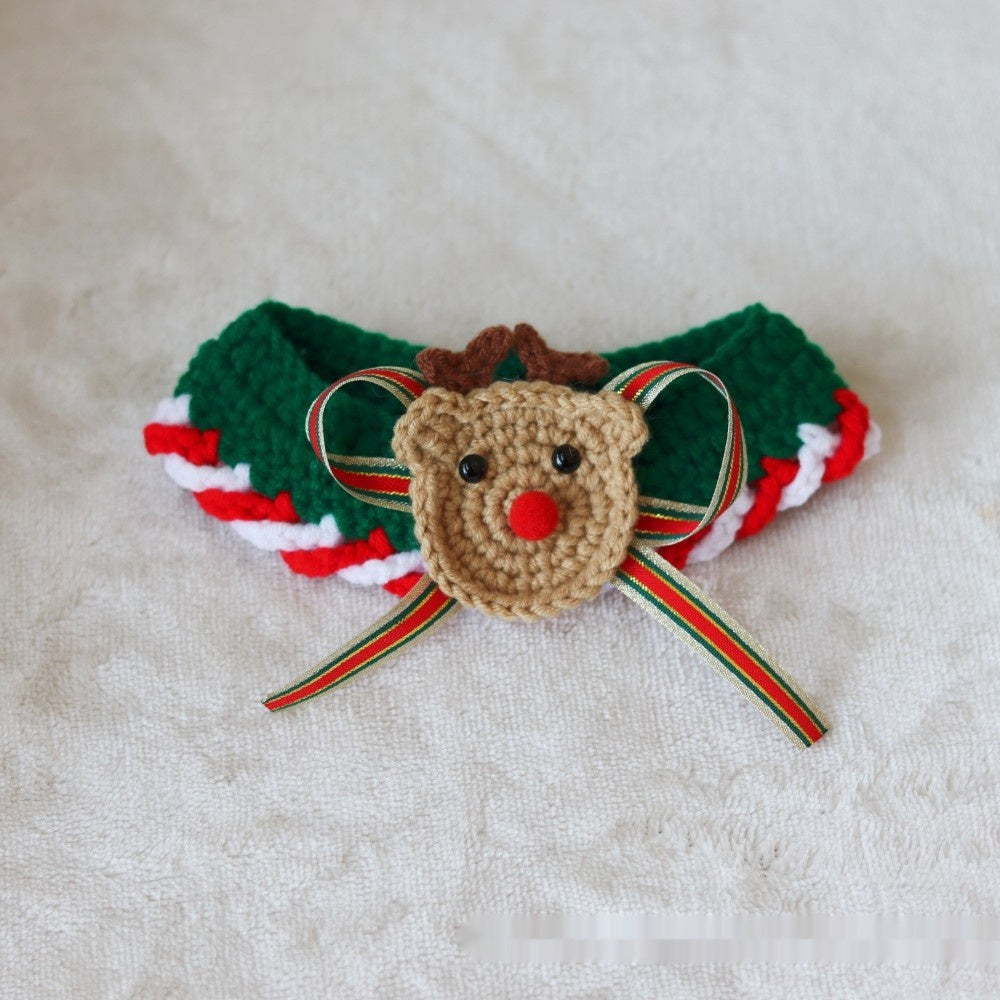 HKM-6211645 Knitted Christmas Scarf for Pets - Striped Santa Claus, Elk Designs & Bow Ties