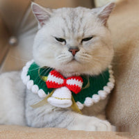 HKM-6211645 Knitted Christmas Scarf for Pets - Striped Santa Claus, Elk Designs & Bow Ties