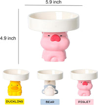 HKM-6212925 Elevated Ceramic Cat Bowls with Cute Animal Designs for Comfortable Feeding and Easy Cleaning