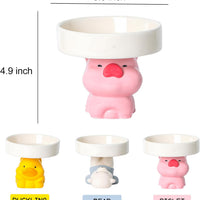 HKM-6212925 Elevated Ceramic Cat Bowls with Cute Animal Designs for Comfortable Feeding and Easy Cleaning