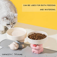 HKM-6212925 Elevated Ceramic Cat Bowls with Cute Animal Designs for Comfortable Feeding and Easy Cleaning