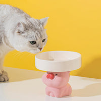 HKM-6212925 Elevated Ceramic Cat Bowls with Cute Animal Designs for Comfortable Feeding and Easy Cleaning