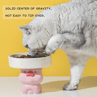 HKM-6212925 Elevated Ceramic Cat Bowls with Cute Animal Designs for Comfortable Feeding and Easy Cleaning