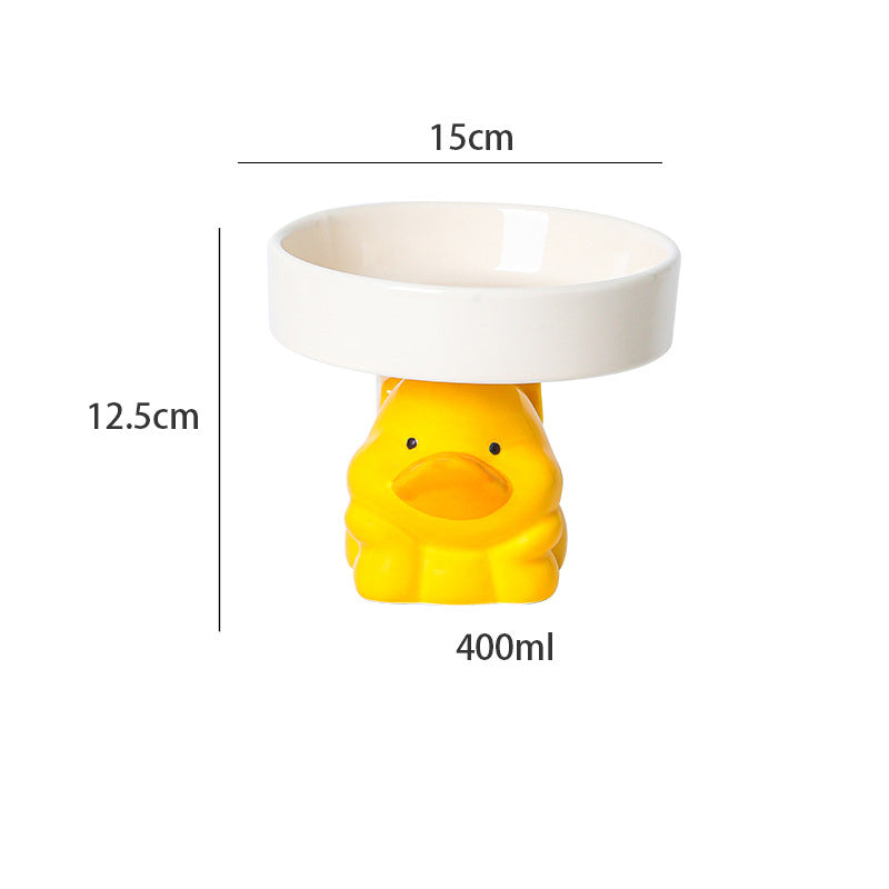 HKM-6212925 Elevated Ceramic Cat Bowls with Cute Animal Designs for Comfortable Feeding and Easy Cleaning