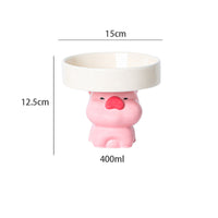 HKM-6212925 Elevated Ceramic Cat Bowls with Cute Animal Designs for Comfortable Feeding and Easy Cleaning