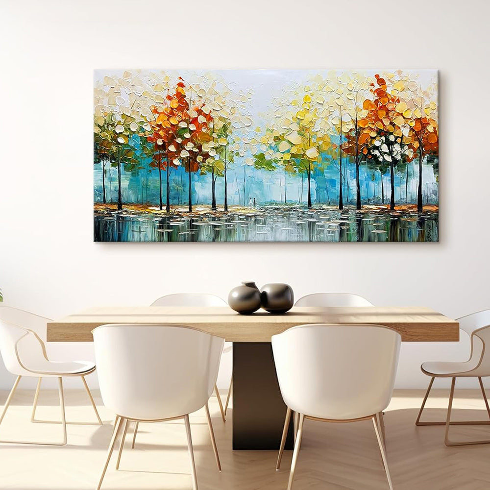 HKM-621331 Handpainted Palette Knife Oil Painting on Canvas - Modern Abstract Landscape Art for Home Decor