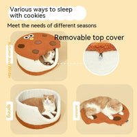 HKM-6213693 Multifunctional Semi-closed Cat Nest in Sandwich Biscuit Shape - Soft Teddy Plush with Sponge Filling