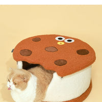 HKM-6213693 Multifunctional Semi-closed Cat Nest in Sandwich Biscuit Shape - Soft Teddy Plush with Sponge Filling