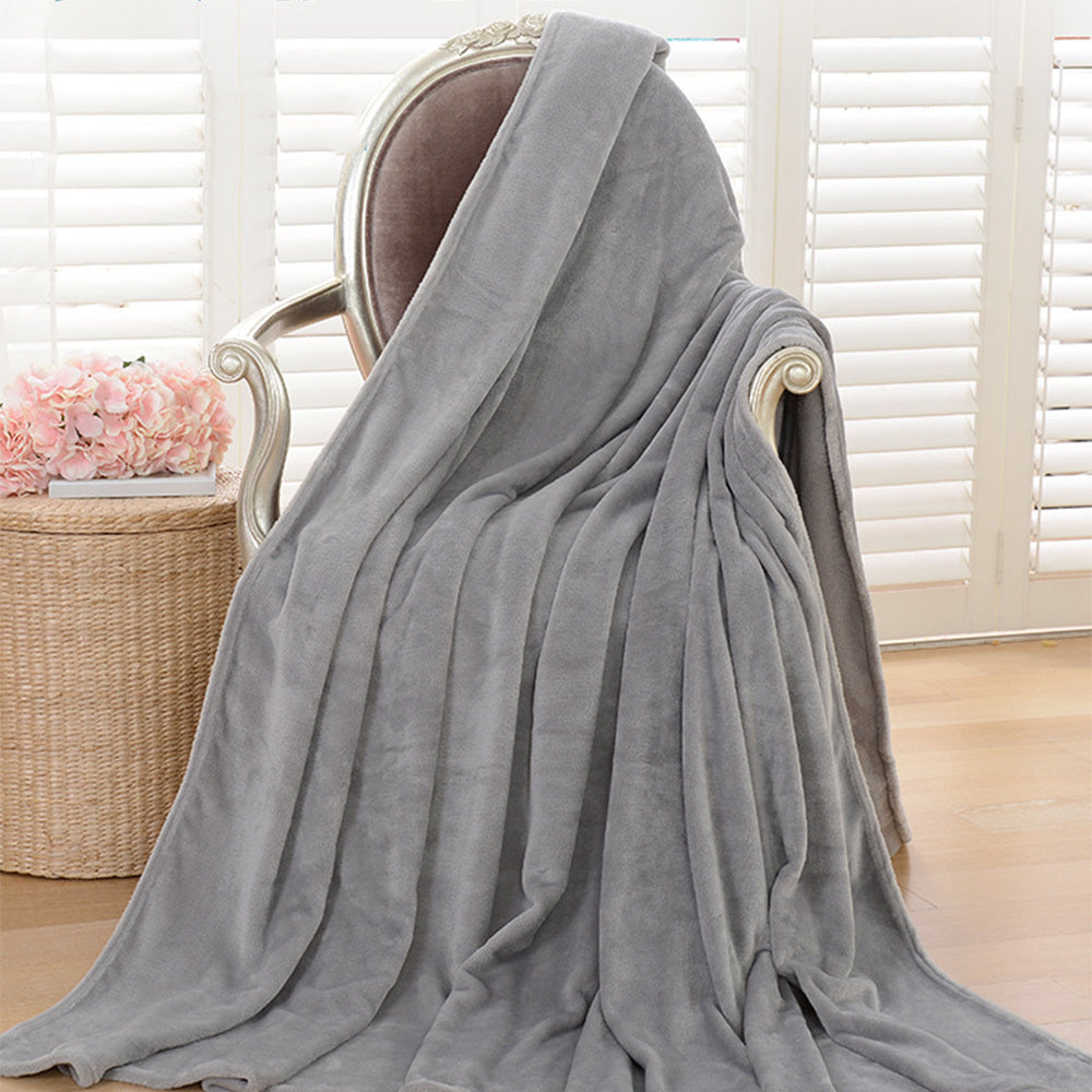 HKM-621395 Lightweight Gray Flannel Fleece Blanket - Soft, Breathable, Versatile Throw for Home and Outdoor Use