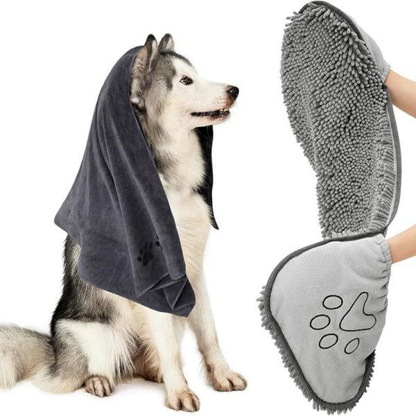 HKM-6215101 Chenilla Pet Bath Towel for Dogs and Cats - Quick-Dry Water Absorbent Towel, 53x22cm
