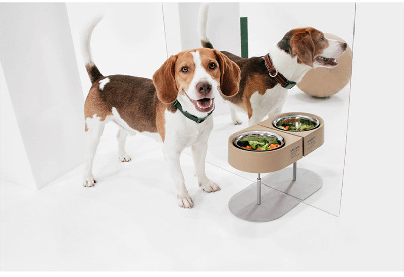 HKM-6215613 Versatile Camping Bowl for Cats and Dogs with Dish Rack - Khaki, Navy Blue, White