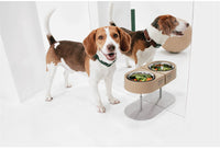 HKM-6215613 Versatile Camping Bowl for Cats and Dogs with Dish Rack - Khaki, Navy Blue, White