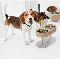 HKM-6215613 Versatile Camping Bowl for Cats and Dogs with Dish Rack - Khaki, Navy Blue, White