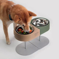 HKM-6215613 Versatile Camping Bowl for Cats and Dogs with Dish Rack - Khaki, Navy Blue, White