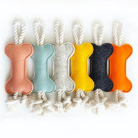 HKM-621587 Interactive Felt Bone Shaped Dog Toy - Bite Resistant Rope Knot Puzzle for Training - 16x7 cm, 41g