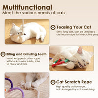 HKM-6216893 Cotton Rope Interactive Cat Toy with Silvervine for Health and Dental Care, 27.6 Inches