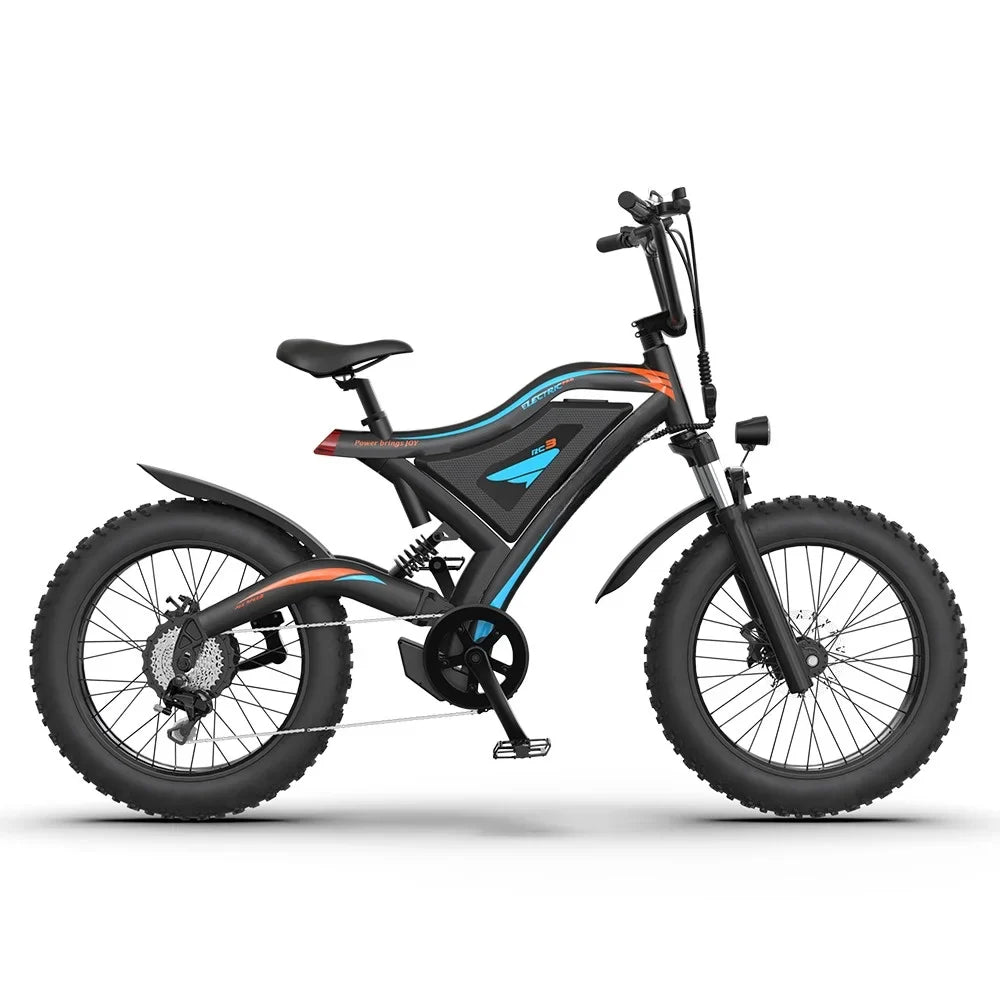 HKM-621715 20-Inch Fat Tire Full Suspension E-Mountain Bike 48V 500W Lithium Battery 15AH Rear Hub Motor