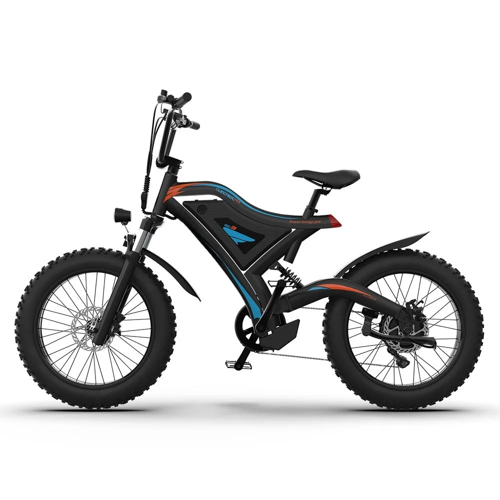 HKM-621715 20-Inch Fat Tire Full Suspension E-Mountain Bike 48V 500W Lithium Battery 15AH Rear Hub Motor