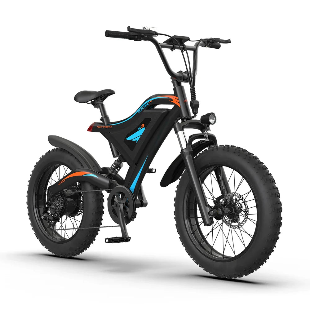 HKM-621715 20-Inch Fat Tire Full Suspension E-Mountain Bike 48V 500W Lithium Battery 15AH Rear Hub Motor