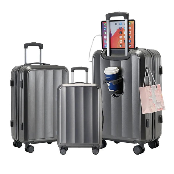 HKM-621779 Compact Travel Trolley Case with Leather Finish – Lightweight Cabin Luggage Solution