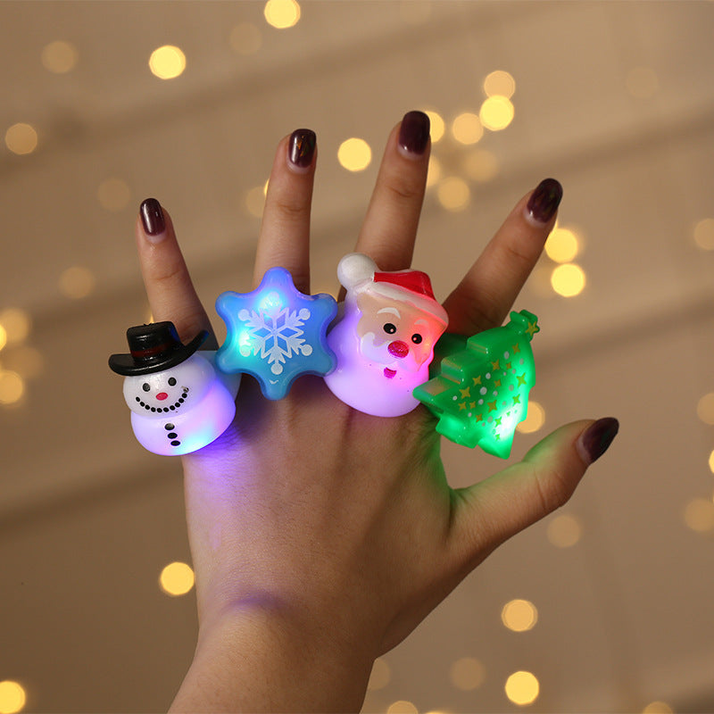 HKM-621843 Christmas Party Finger Light Rings – Assorted Designs in Plastic with 3 Button Electronics