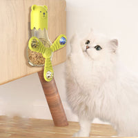 HKM-6219197 Interactive Cat Toy with Light and Sound - Multi-Function Rotating Feeder in Blue, Yellow, Off-White, Pink