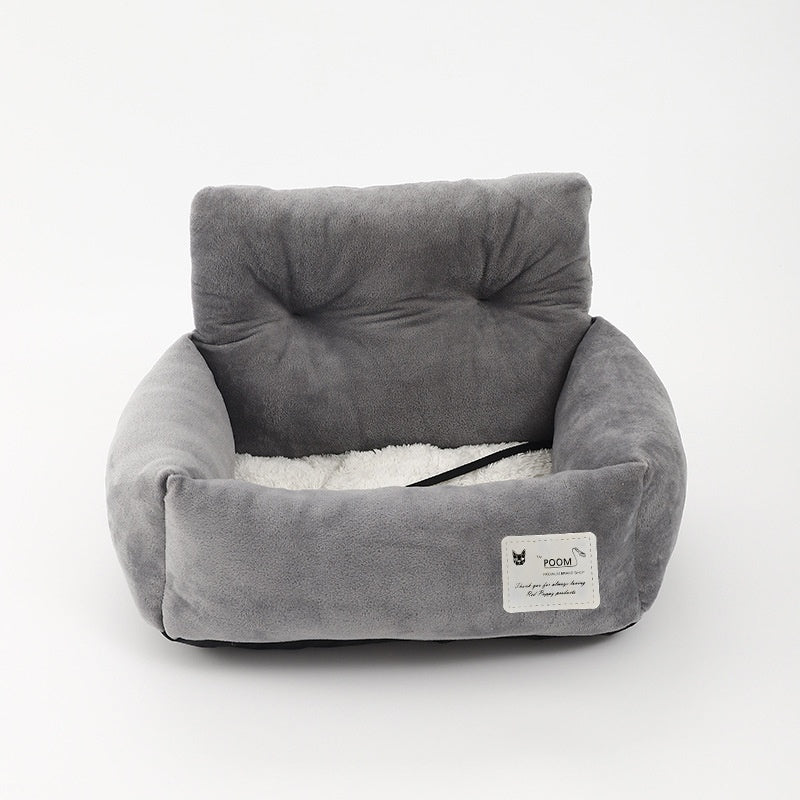 HKM-6219453 Universal Pet Car Nest - Gray Cloth Dog Bed, Large (53*42*29 cm) & Small (44*35*27 cm)