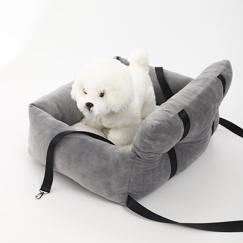HKM-6219453 Universal Pet Car Nest - Gray Cloth Dog Bed, Large (53*42*29 cm) & Small (44*35*27 cm)