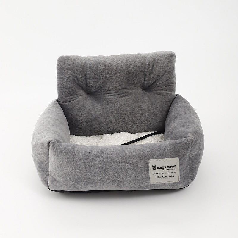HKM-6219453 Universal Pet Car Nest - Gray Cloth Dog Bed, Large (53*42*29 cm) & Small (44*35*27 cm)