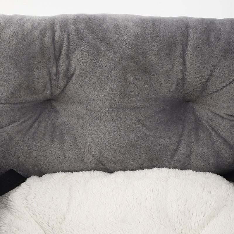 HKM-6219453 Universal Pet Car Nest - Gray Cloth Dog Bed, Large (53*42*29 cm) & Small (44*35*27 cm)