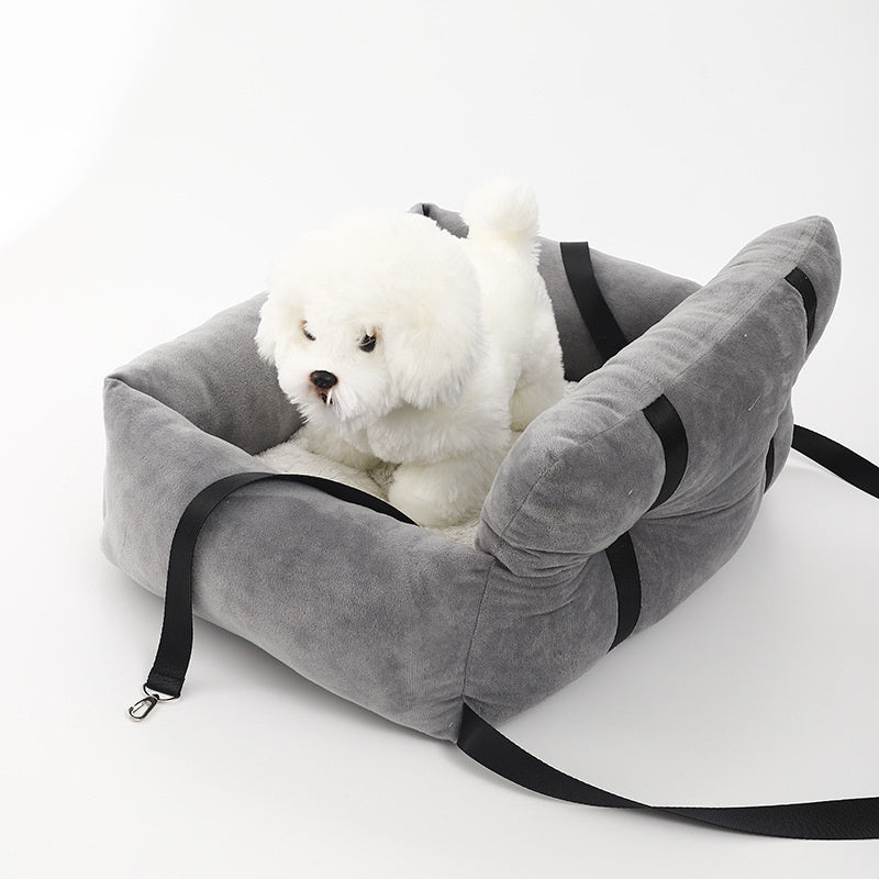 HKM-6219453 Universal Pet Car Nest - Gray Cloth Dog Bed, Large (53*42*29 cm) & Small (44*35*27 cm)