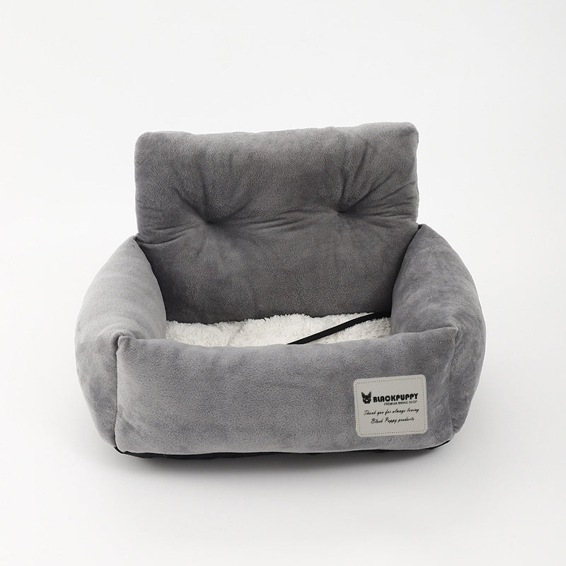 HKM-6219453 Universal Pet Car Nest - Gray Cloth Dog Bed, Large (53*42*29 cm) & Small (44*35*27 cm)