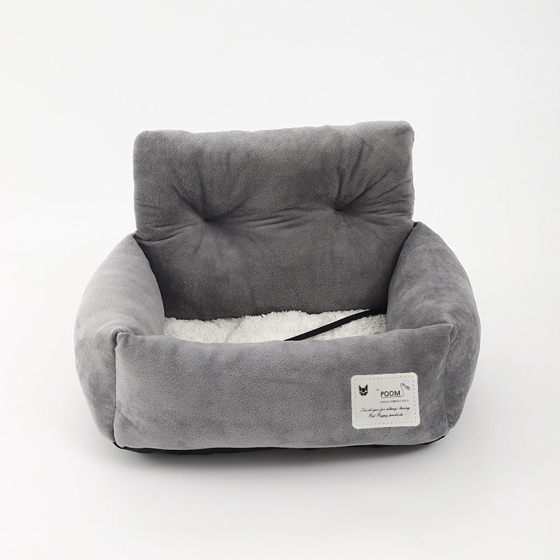 HKM-6219453 Universal Pet Car Nest - Gray Cloth Dog Bed, Large (53*42*29 cm) & Small (44*35*27 cm)