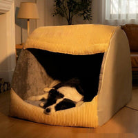 HKM-6220221 All-Season Detachable and Washable Indoor Dog House in Mushroom Color - Sizes S to 3XL Available