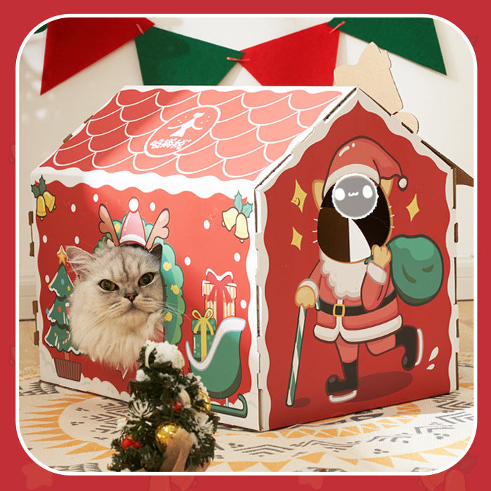 HKM-622035 Christmas-Themed Cat Scratcher Nest Made of Corrugated Paper