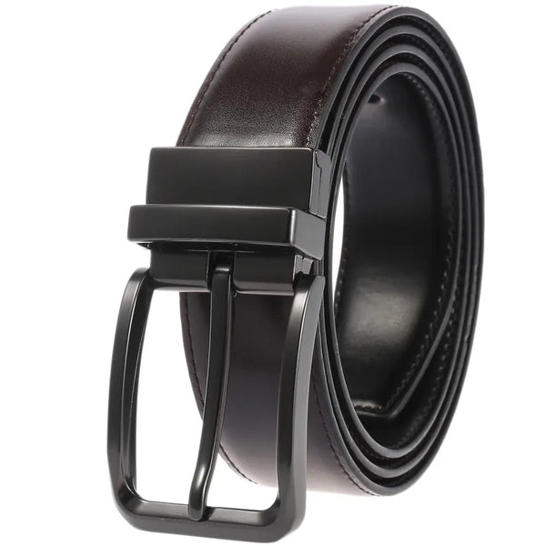 HKM-622099 Perforated Two-Layer Cowhide Casual Belt for Men - Model LY35-ZZ4018-1