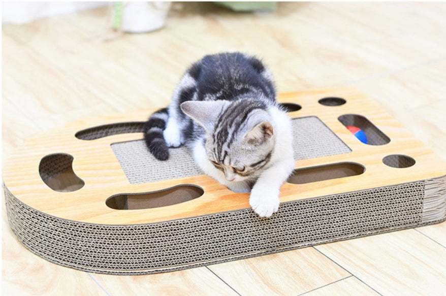 HKM-6221373 Cat Scratch Board with Ball - 50.5 x 30.5 x 6 cm, Durable Corrugated Design