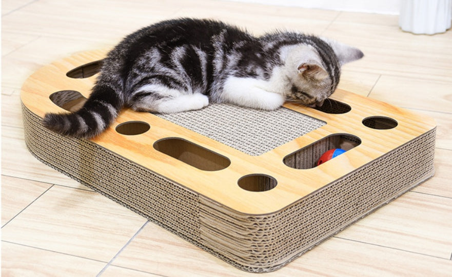 HKM-6221373 Cat Scratch Board with Ball - 50.5 x 30.5 x 6 cm, Durable Corrugated Design