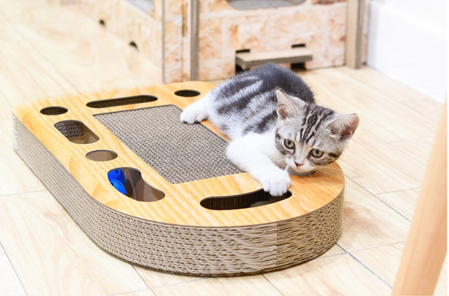 HKM-6221373 Cat Scratch Board with Ball - 50.5 x 30.5 x 6 cm, Durable Corrugated Design