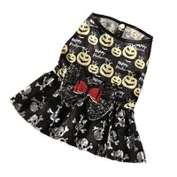 HKM-6221757 Halloween Themed Mesh Bow Pet Skirt in Orange and Black ¨C Sizes S to XL