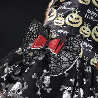 HKM-6221757 Halloween Themed Mesh Bow Pet Skirt in Orange and Black ¨C Sizes S to XL