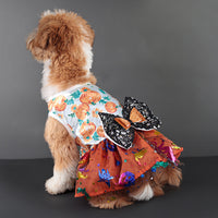 HKM-6221757 Halloween Themed Mesh Bow Pet Skirt in Orange and Black ¨C Sizes S to XL