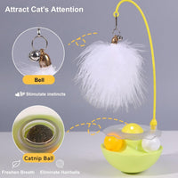 HKM-6222653 Interactive Cat Tumbler Toy with Catnip, Feather Teaser, and Bell for Indoor Exercise