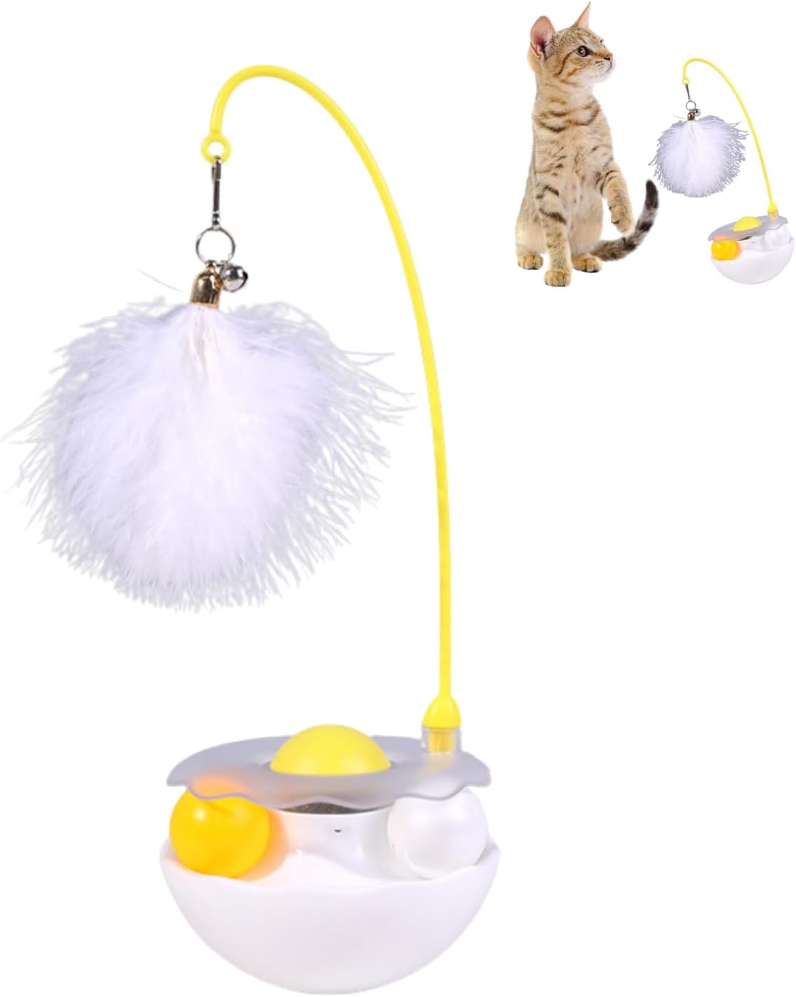 HKM-6222653 Interactive Cat Tumbler Toy with Catnip, Feather Teaser, and Bell for Indoor Exercise
