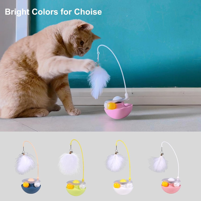 HKM-6222653 Interactive Cat Tumbler Toy with Catnip, Feather Teaser, and Bell for Indoor Exercise