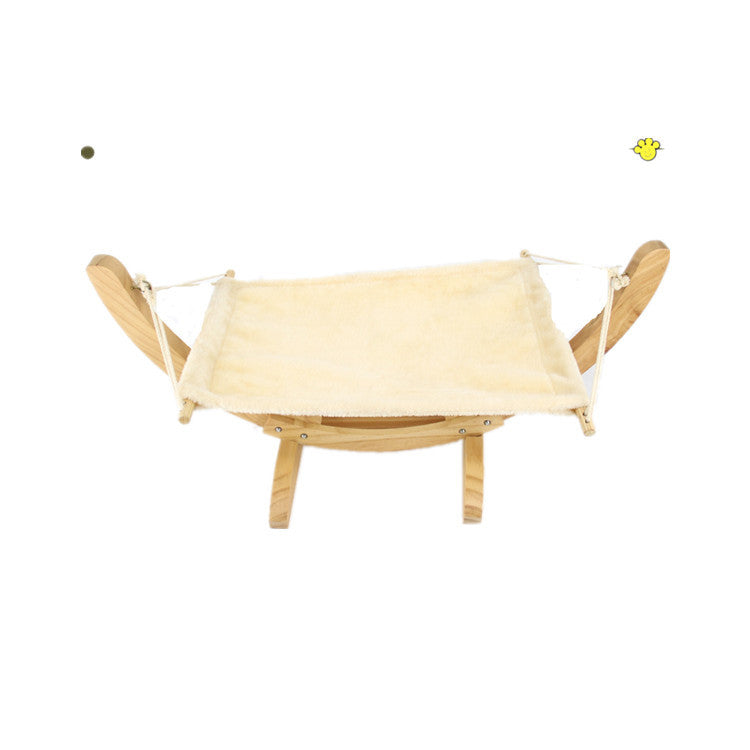 HKM-6222781 Removable and Washable Breathable Cat Hammock with Wooden Frame and Plush Mattress