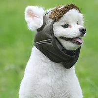 HKM-6223549 Pilot Hat for Small and Medium-Sized Dogs - Adjustable Flying Cap in Black and Brown